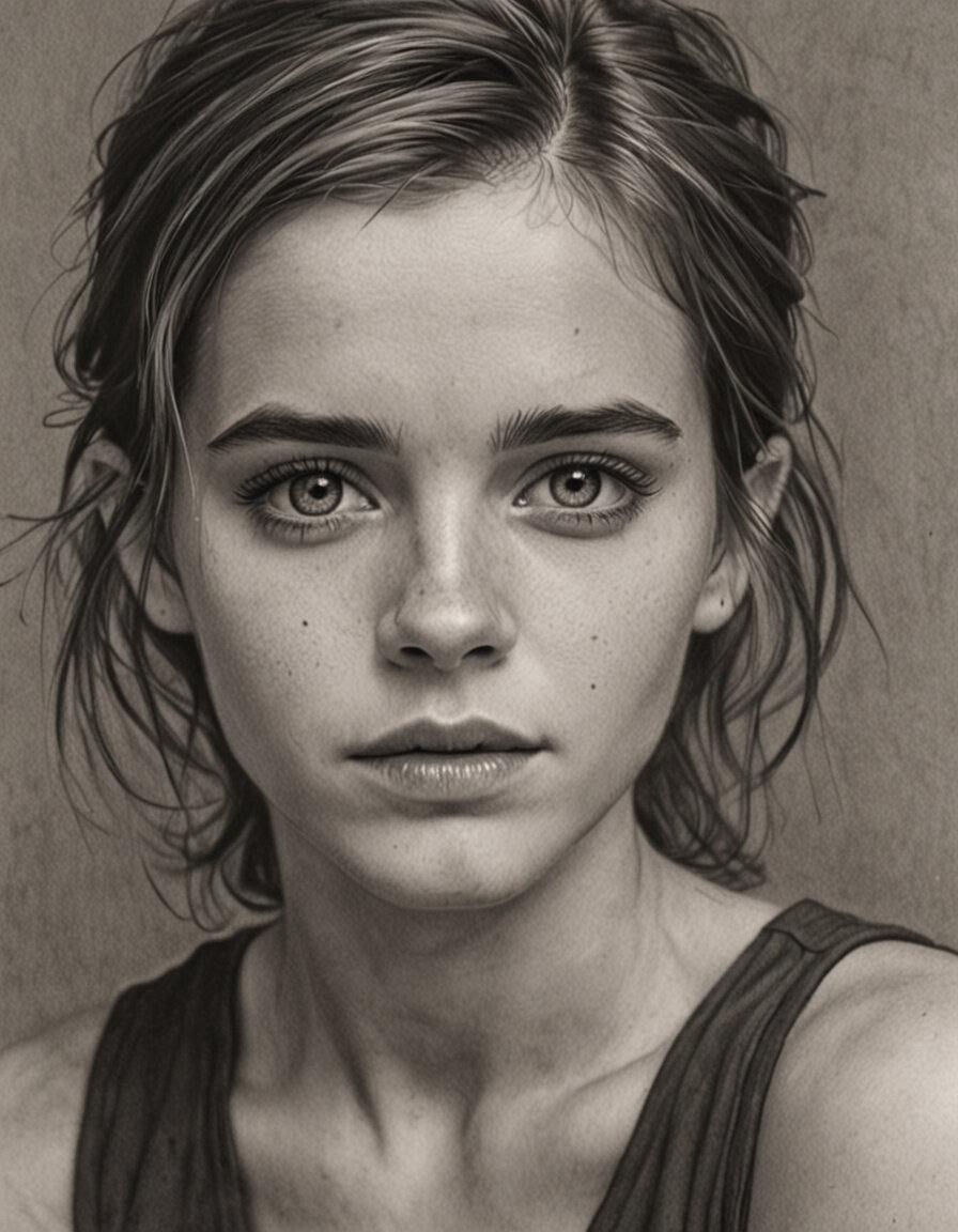 An expressionist charcoal sketch, a stunning Emma Watson ,… An expressionist charcoal sketch, a stunning Emma Watson ,…