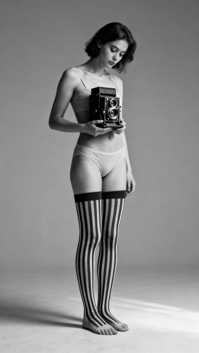 Černobílá fotografie zachycující ženu v zamyšlené, klidné… Černobílá fotografie zachycující ženu v zamyšlené, klidné…