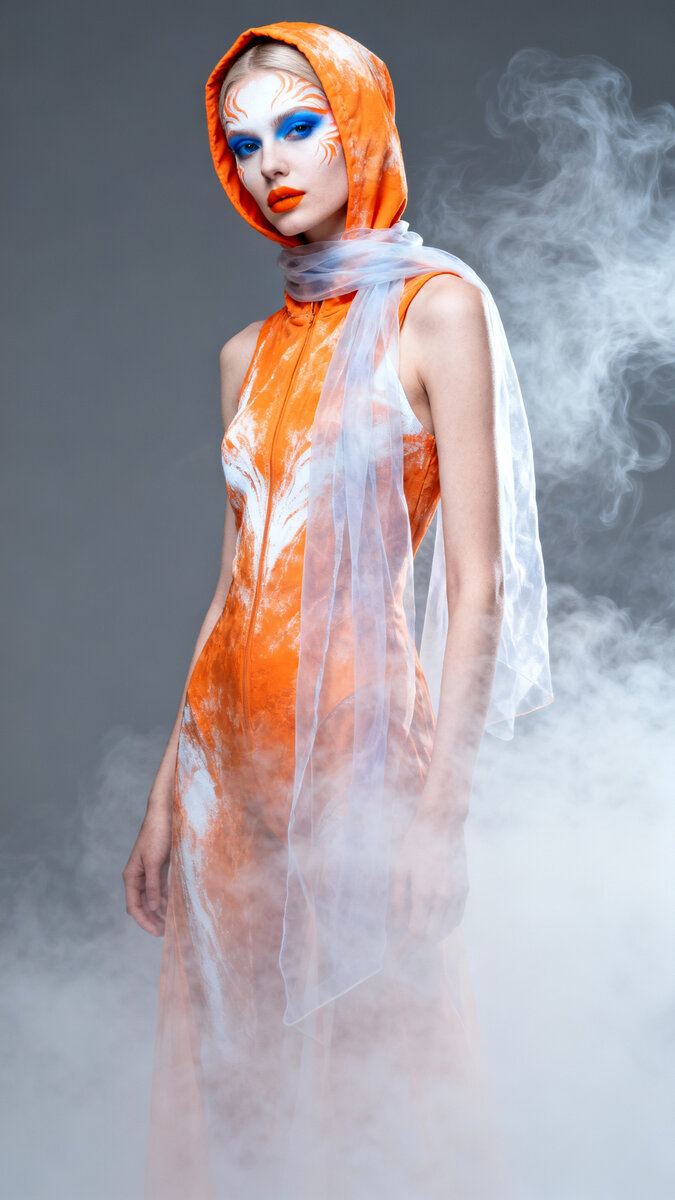 Umělecká módní fotografie. Vertikální portrét v plné výšce,… Umělecká módní fotografie. Vertikální portrét v plné výšce,…