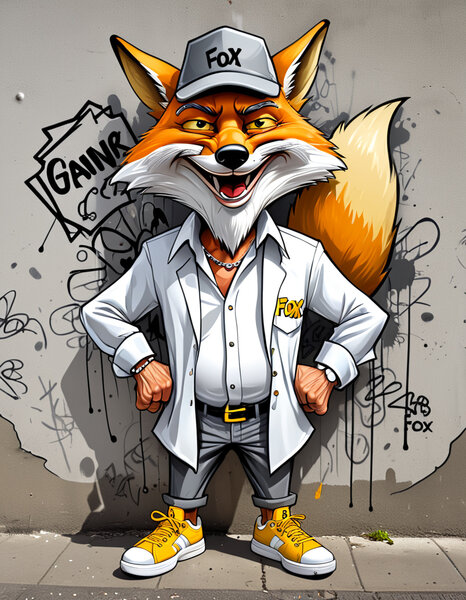 vtipná karikatura, karikatura postavy gangsterské lišky,…