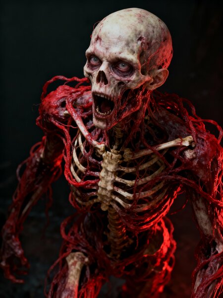 Rozkládající se humanoidní postava, groteskní, (detailní…