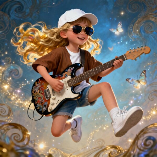 Vysoce detailní digitální obraz osmileté dívky v dynamické…